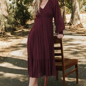 Baltic Born Lainey Smocked Dotted Midi Dress | Mulberry Size LL